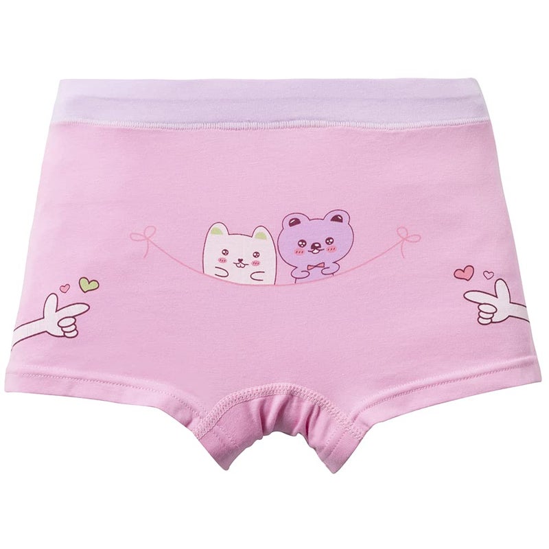 Core Pretty Cotton Girls Underwear - Soft Breathable Boy Shorts for Toddler Kids 6-8 Years, Cute Bear Print Undies & Underpants, Pack of 5 (6Y-8Y) - Image 5